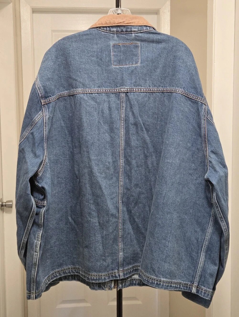 NWT Levi's Blue Denim Field Jacket Tan Corduroy Collar 100% Cotton Utility Chore - Picture 7 of 9
